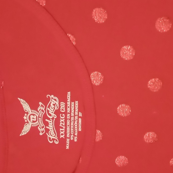 Faded Glory Classic Red w Shiny Red Dots Crew Neck Long Sleeve Tee XXL NWT - Picture 5 of 6